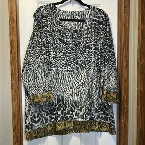 Onque Woman Animal Print Black and White Tunic Jacket 3X NWT